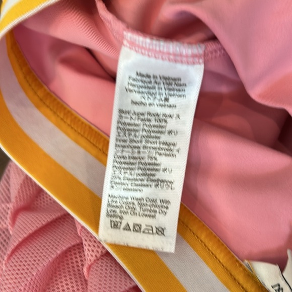 JCrew pink mesh golf skirt/shorts w/ gold&white striped waist XL great condition - Picture 7 of 8